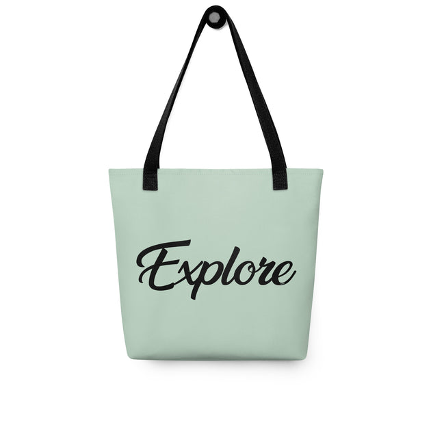Explore In Black Cursive On Tote Bag | Stay Curious – KMTWF