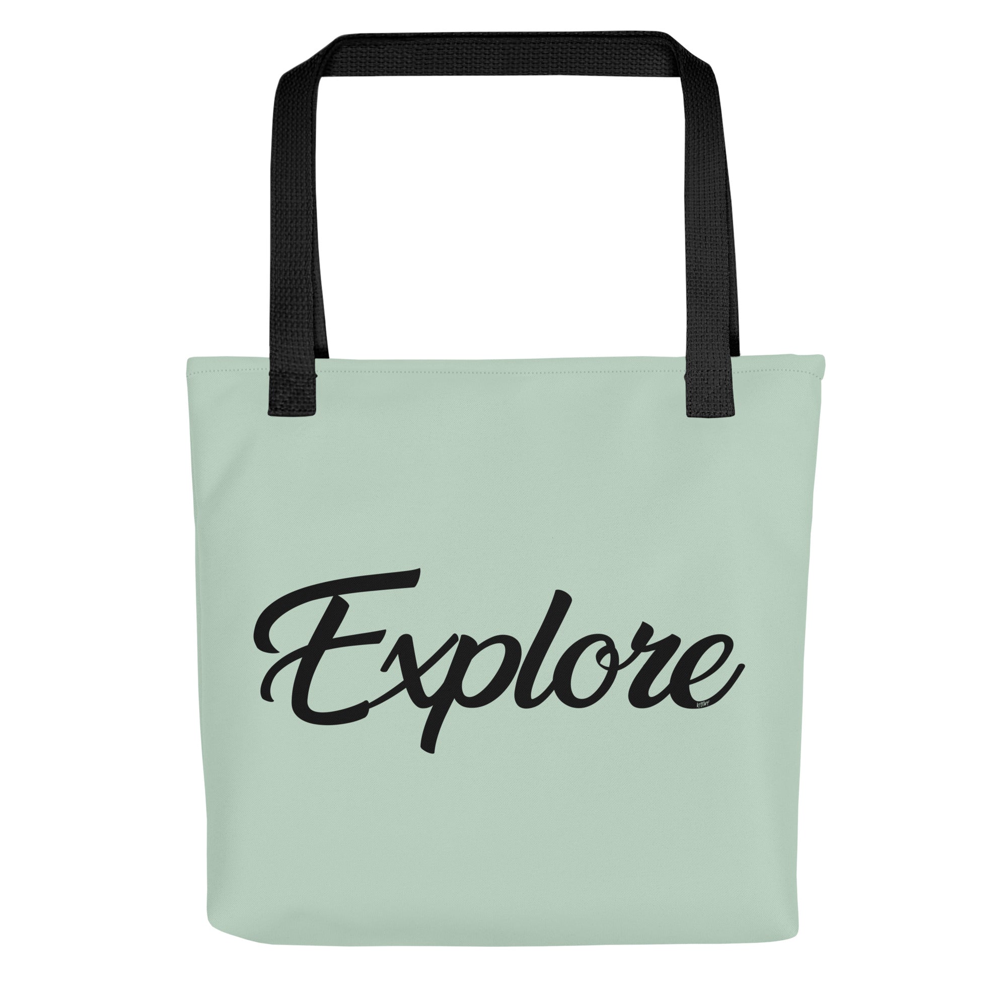 Explore In Black Cursive On Tote Bag | Stay Curious – KMTWF