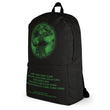 Binary Instructions To Keep Moving The World Forward With Vitruvian Earth In Green on Backpack