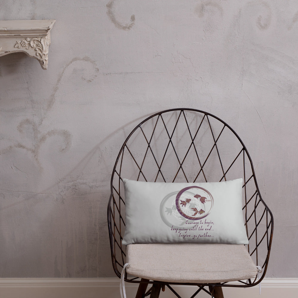 Courage To Begin Haiku With Fish on Basic Pillow