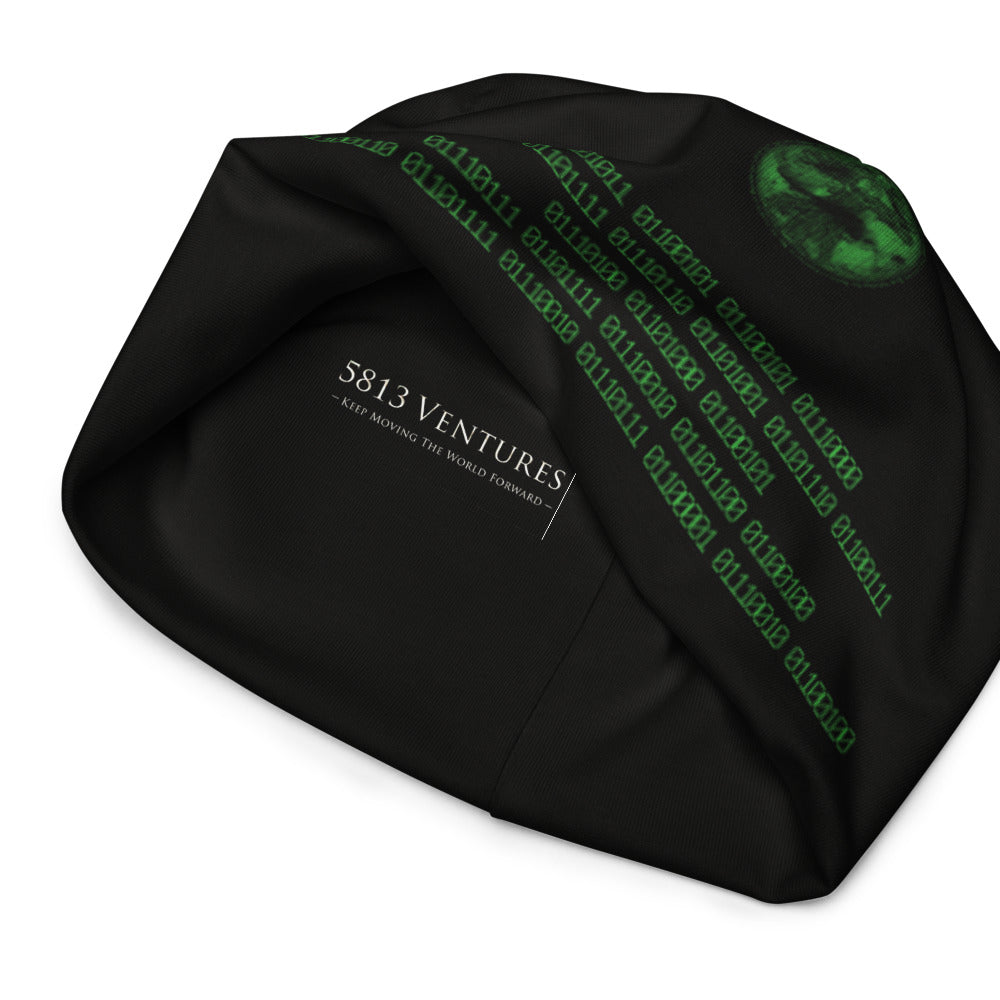 Binary Instructions To Keep Moving The World Forward With Vitruvian Earth In Green on Kids Original Beanie