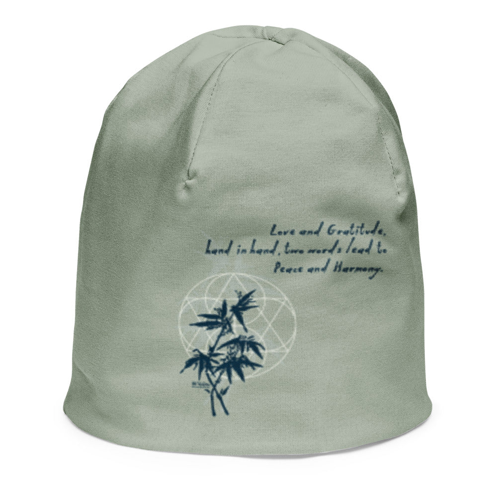 Love Gratitude Peace Harmony Haiku With Bamboo on Kids Original Beanie