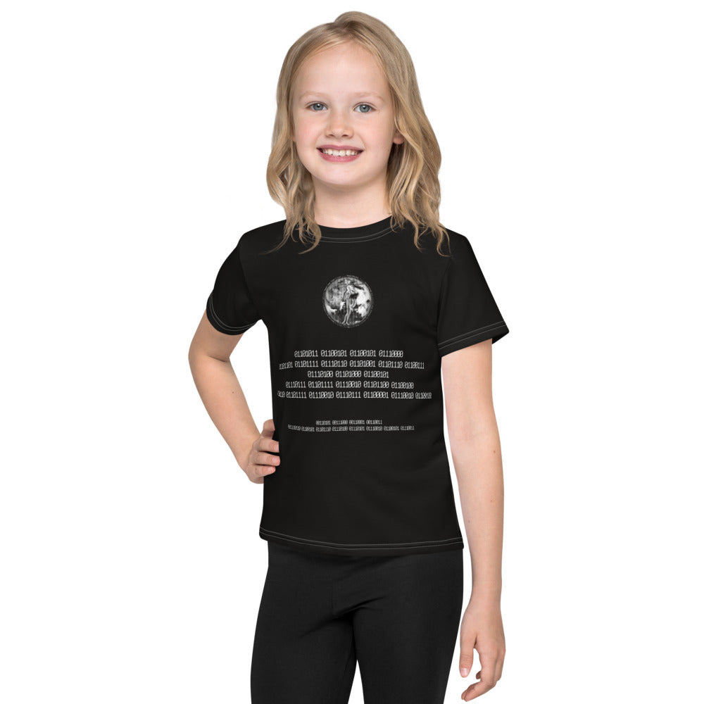 Binary Instructions To Keep Moving The World Forward With Venusian Earth In White on Kids Original T-Shirt