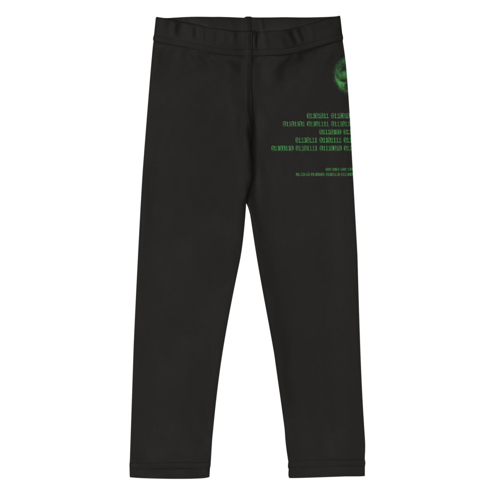 Binary Instructions To Keep Moving The World Forward With Vitruvian Earth In Green on Kids Leggings