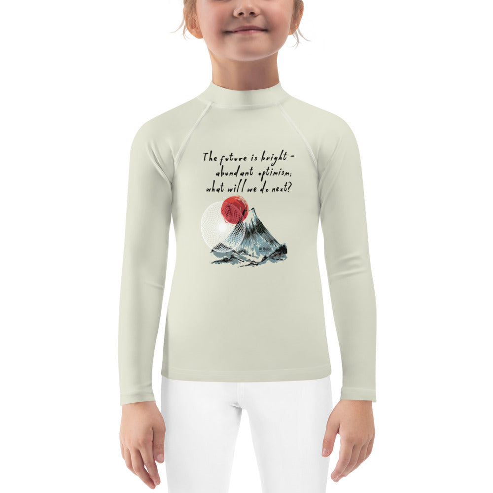 Future Is Bright Haiku With Mountain Sun on Kids Rash Guard