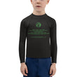 Binary Instructions To Keep Moving The World Forward With Vitruvian Earth In Green on Kids Rash Guard