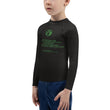 Binary Instructions To Keep Moving The World Forward With Vitruvian Earth In Green on Kids Rash Guard