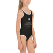 Binary Instructions To Keep Moving The World Forward With Venusian Earth In White on Kids One-Piece Swimsuit