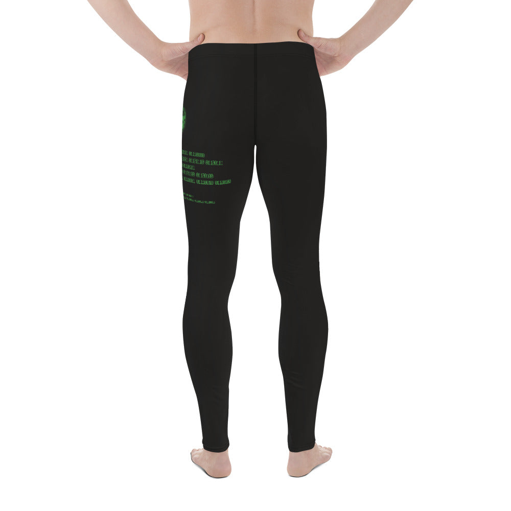 Binary Instructions To Keep Moving The World Forward With Vitruvian Earth In Green on Men's Leggings