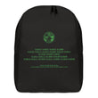 Binary Instructions To Keep Moving The World Forward With Vitruvian Earth In Green on Minimalist Backpack