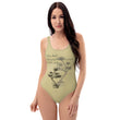 Matsuo Basho Haiku With Bonsai on Women's One-Piece Swimsuit