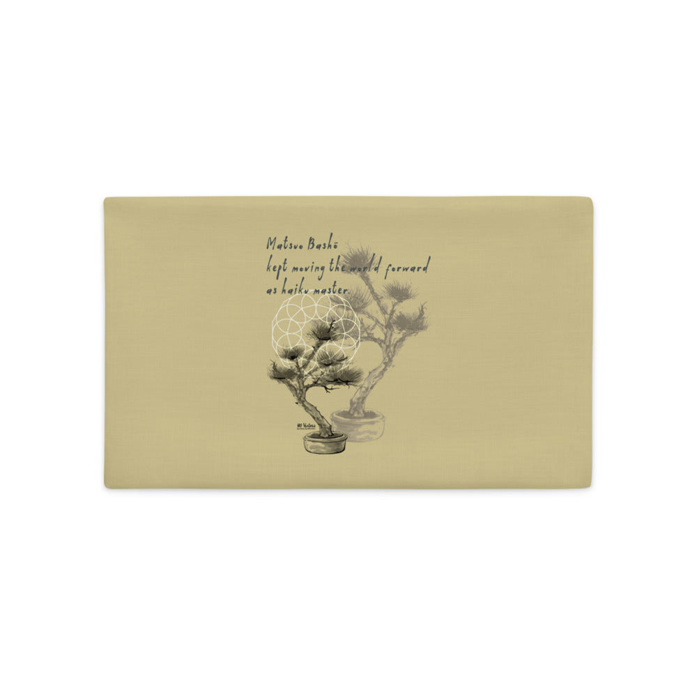 Matsuo Basho Haiku With Bonsai on Premium Pillow Case