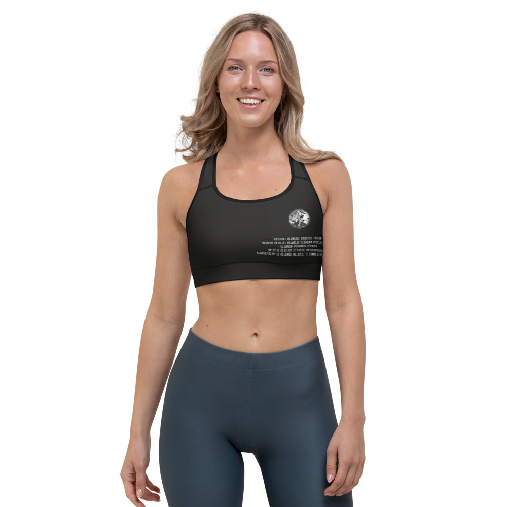 Binary Instructions To Keep Moving The World Forward With Venusian Earth In White on Sports Bra