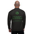 Binary Instructions To Keep Moving The World Forward With Vitruvian Earth In Green on Bomber Jacket