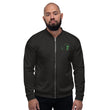 Binary Instructions To Keep Moving The World Forward With Vitruvian Earth In Green on Bomber Jacket