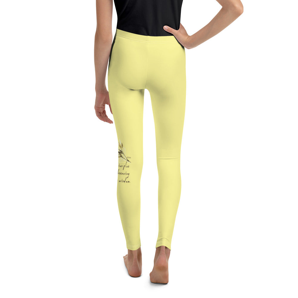 Sage Wisdom Haiku With Sparrow on Youth Leggings