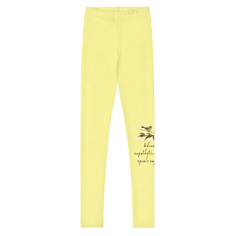 Sage Wisdom Haiku With Sparrow on Youth Leggings