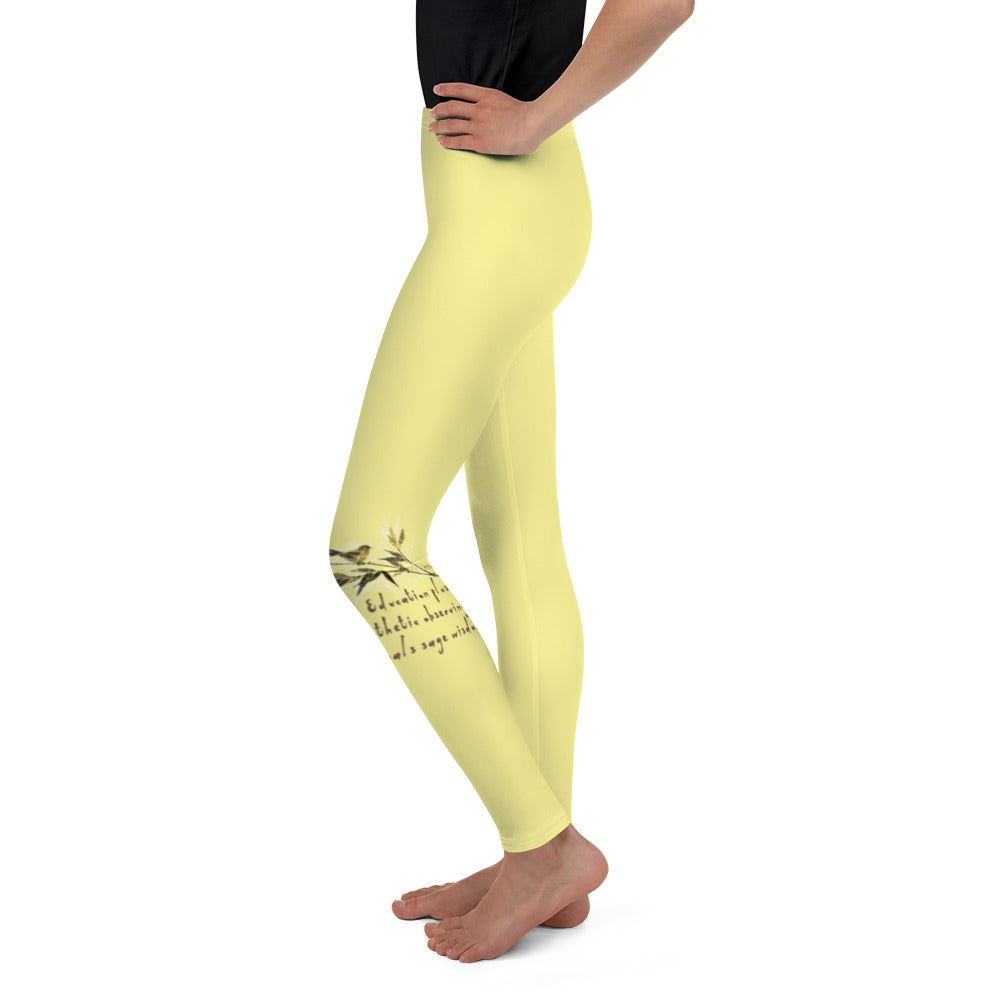 Sage Wisdom Haiku With Sparrow on Youth Leggings