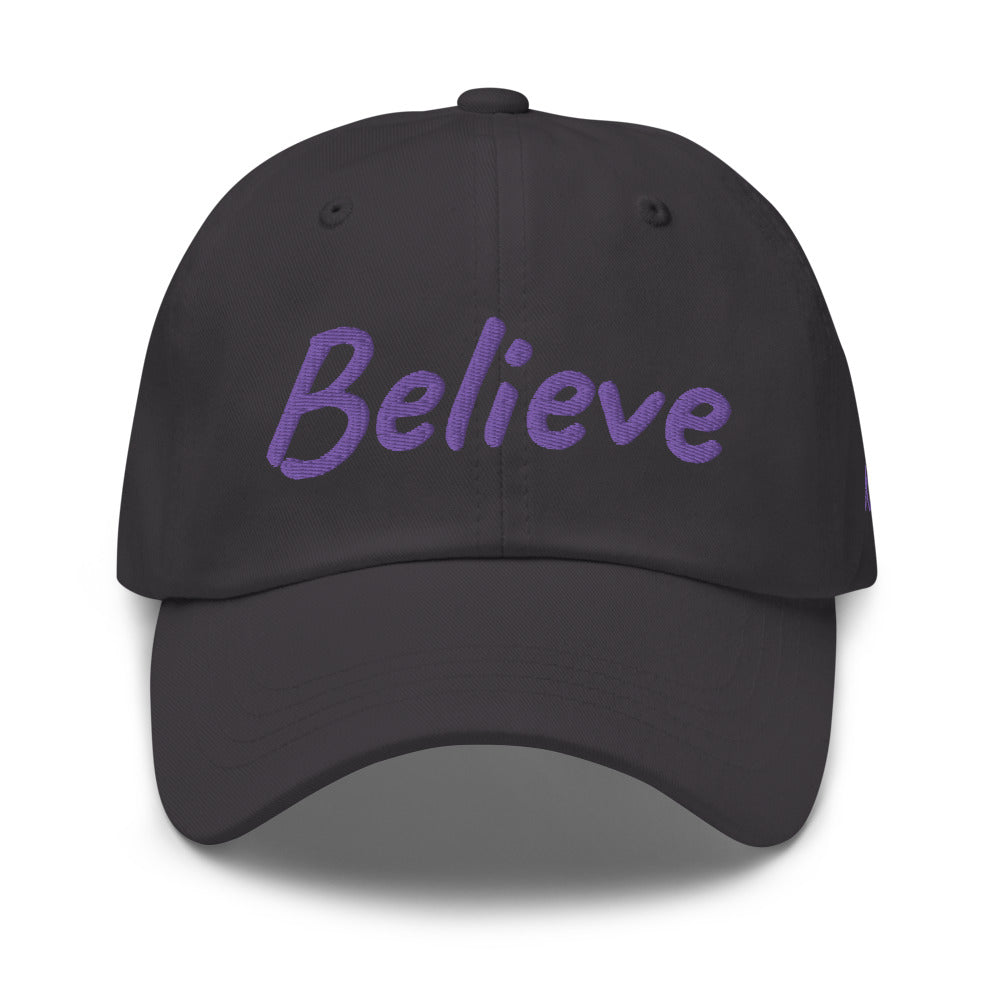 Believe In Amethyst Embroidery On Classic Dad Hat