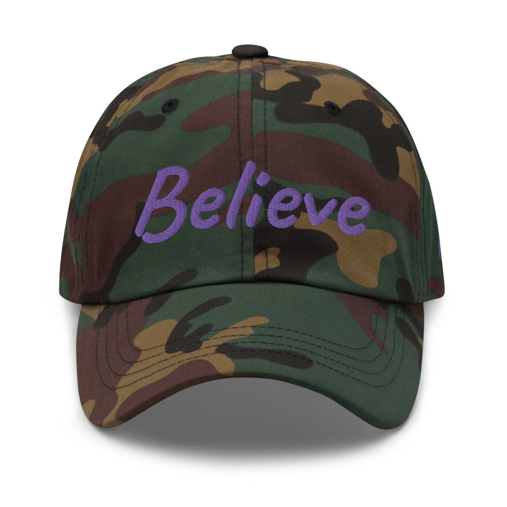 Believe In Amethyst Embroidery On Classic Dad Hat