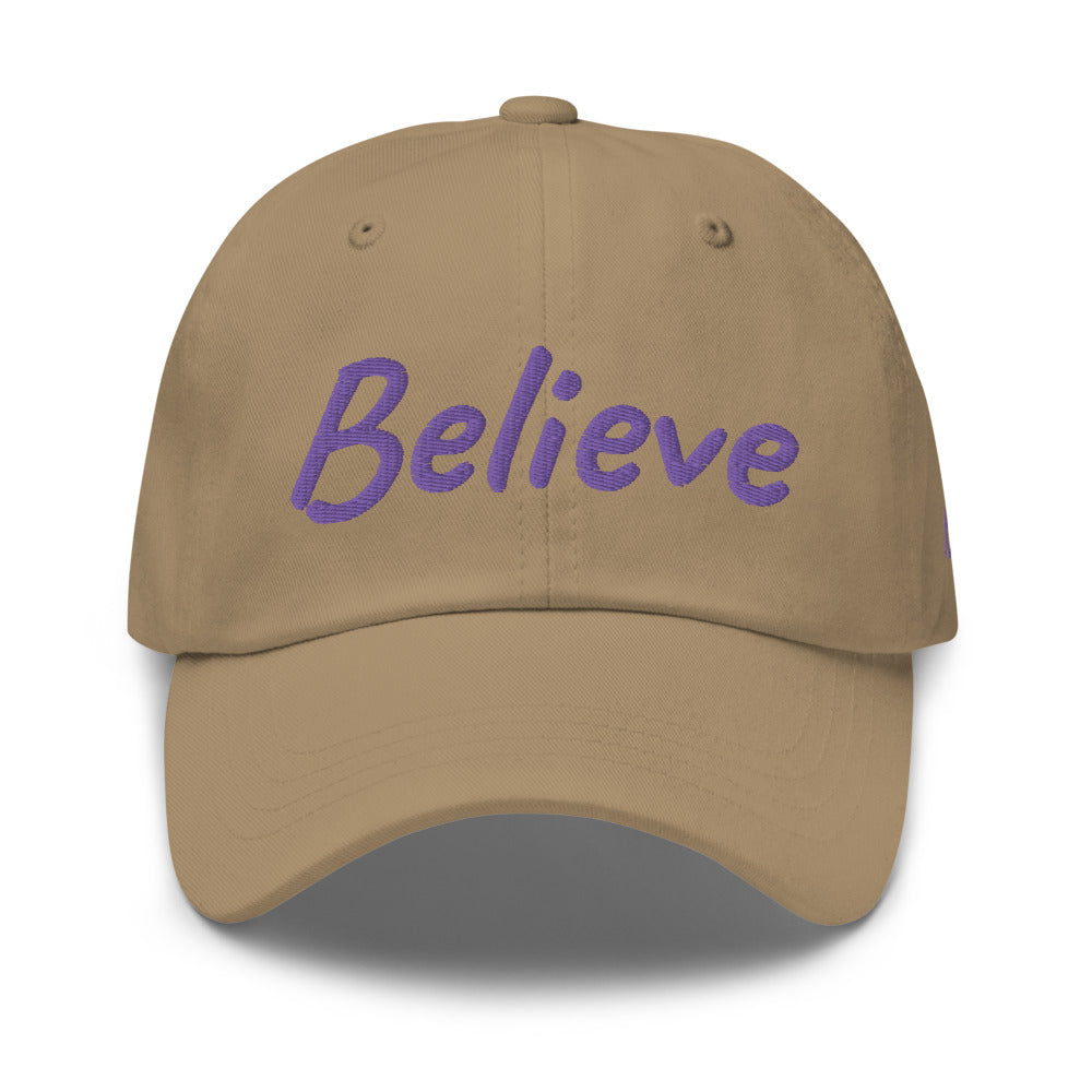 Believe In Amethyst Embroidery On Classic Dad Hat