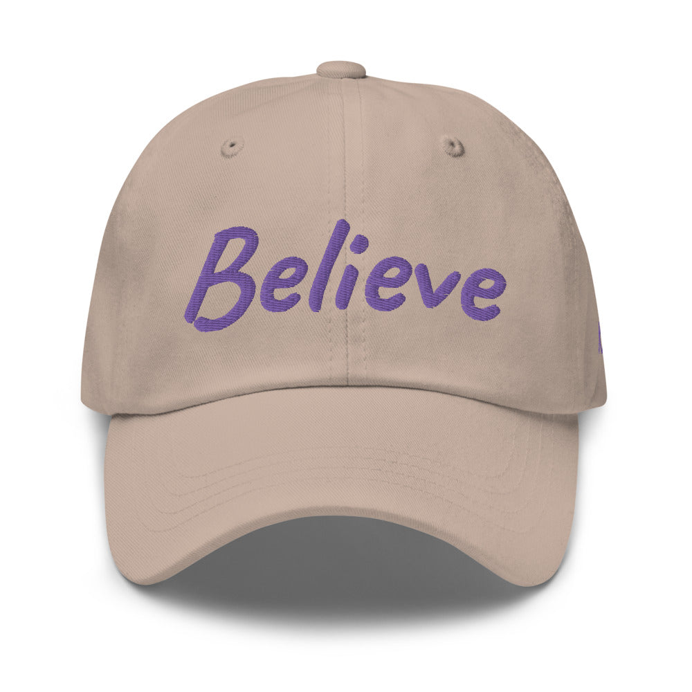 Believe In Amethyst Embroidery On Classic Dad Hat