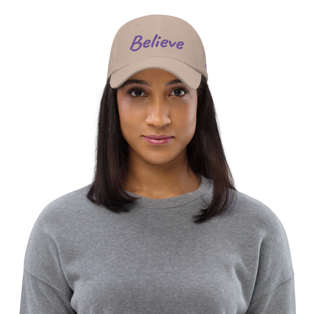 Believe In Amethyst Embroidery On Classic Dad Hat