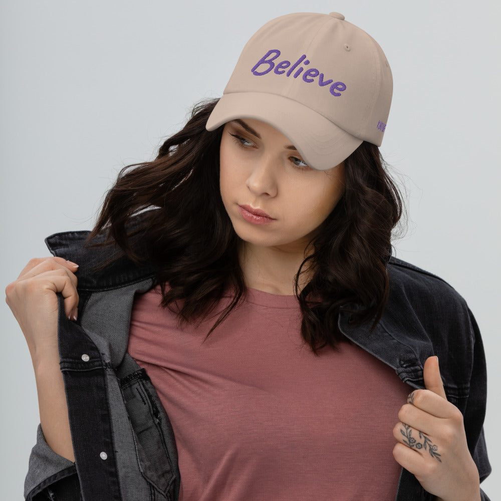 Believe In Amethyst Embroidery On Classic Dad Hat