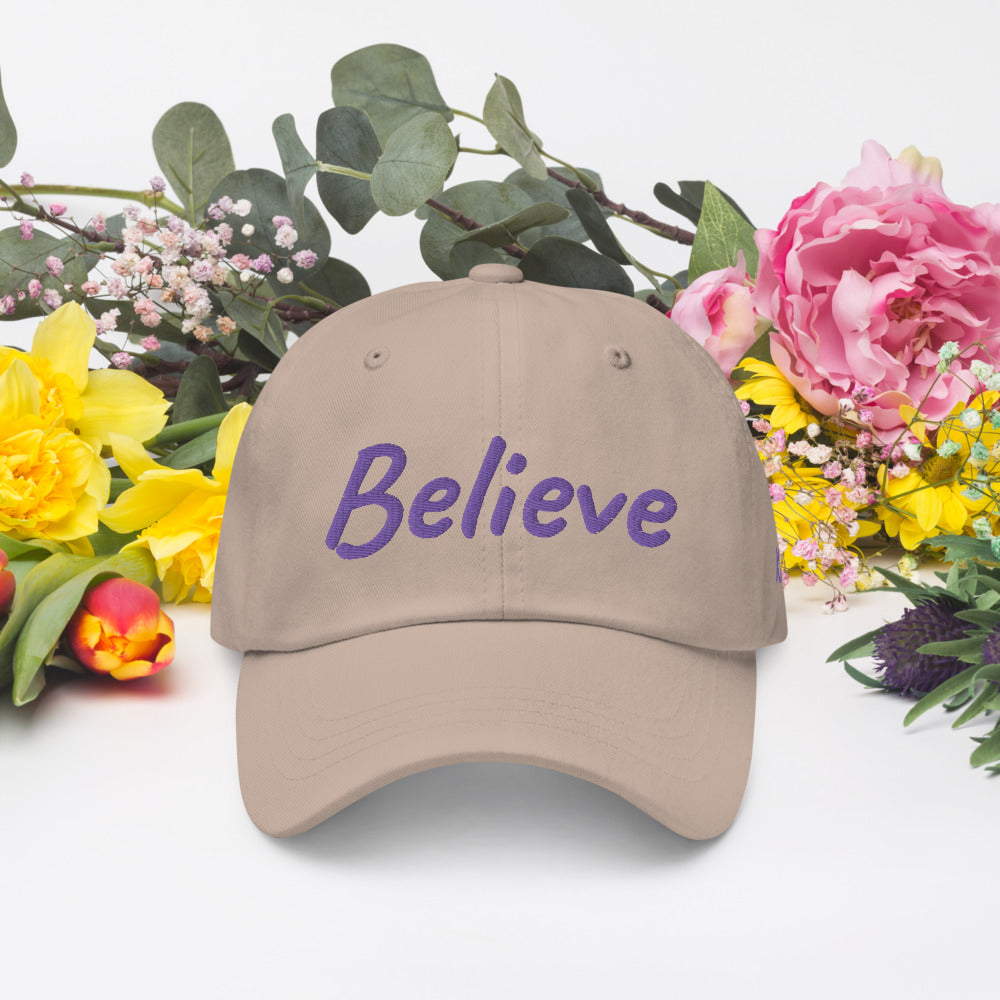 Believe In Amethyst Embroidery On Classic Dad Hat
