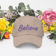 Believe In Amethyst Embroidery On Classic Dad Hat