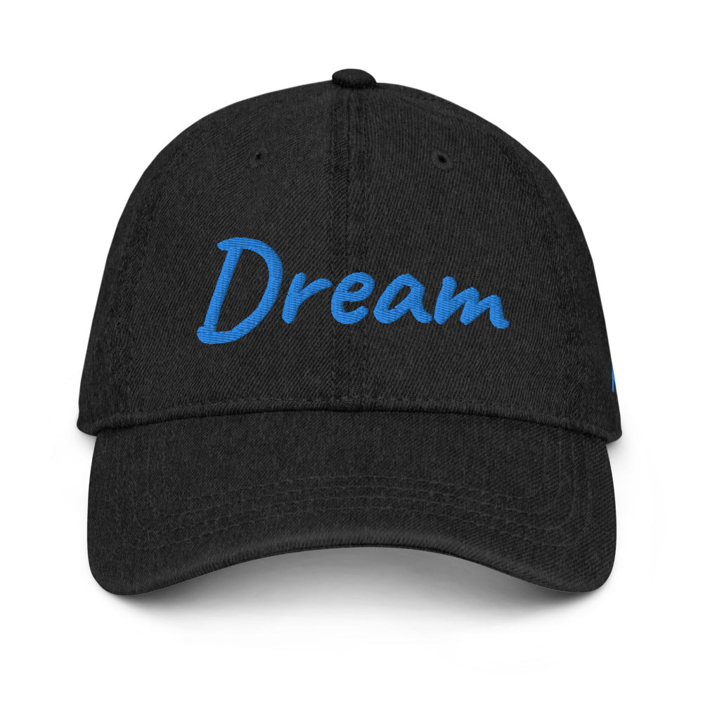 Dream In Sapphire Embroidery On Denim Baseball Cap