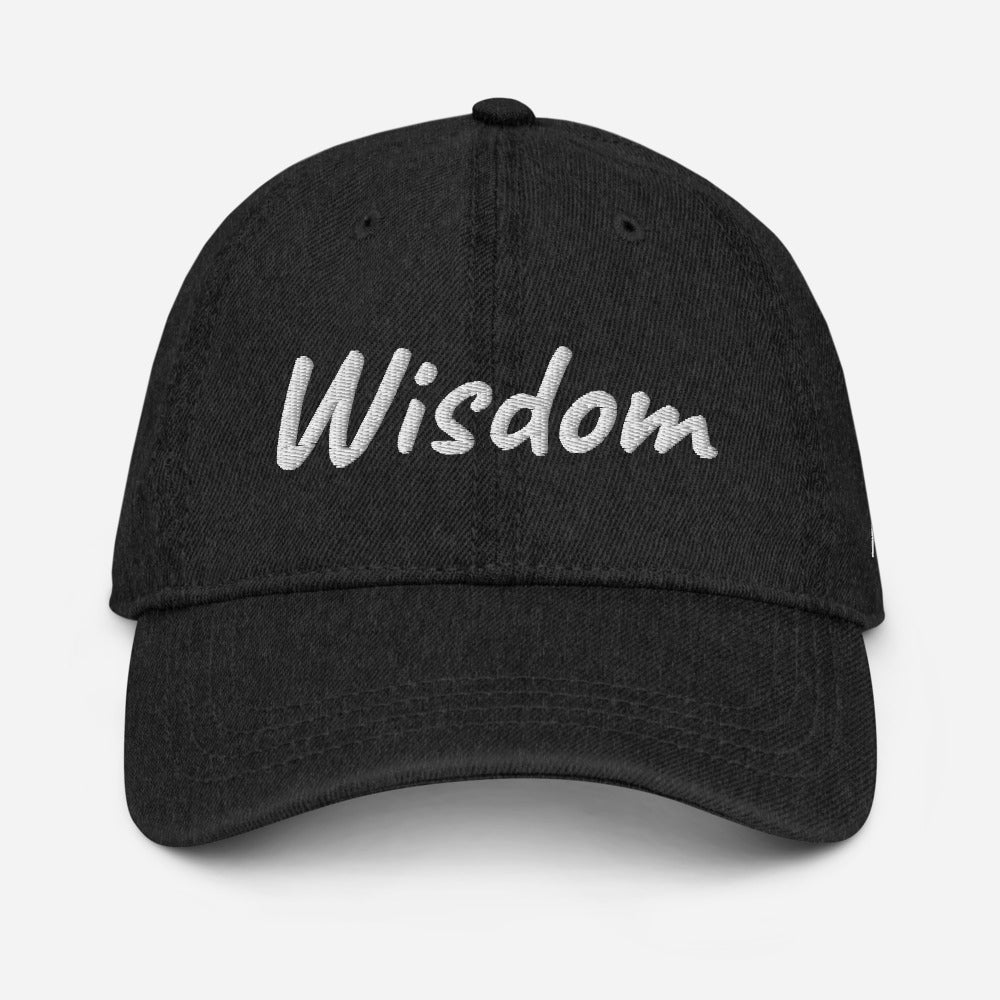 Wisdom In Marble Embroidery On Denim Baseball Cap