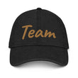 Team In Celluloid Embroidery On Denim Baseball Cap