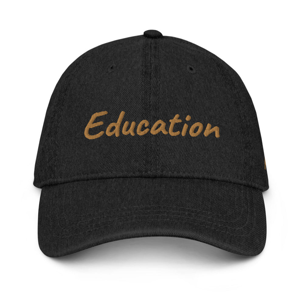 Education In Copper Embroidery On Denim Baseball Cap