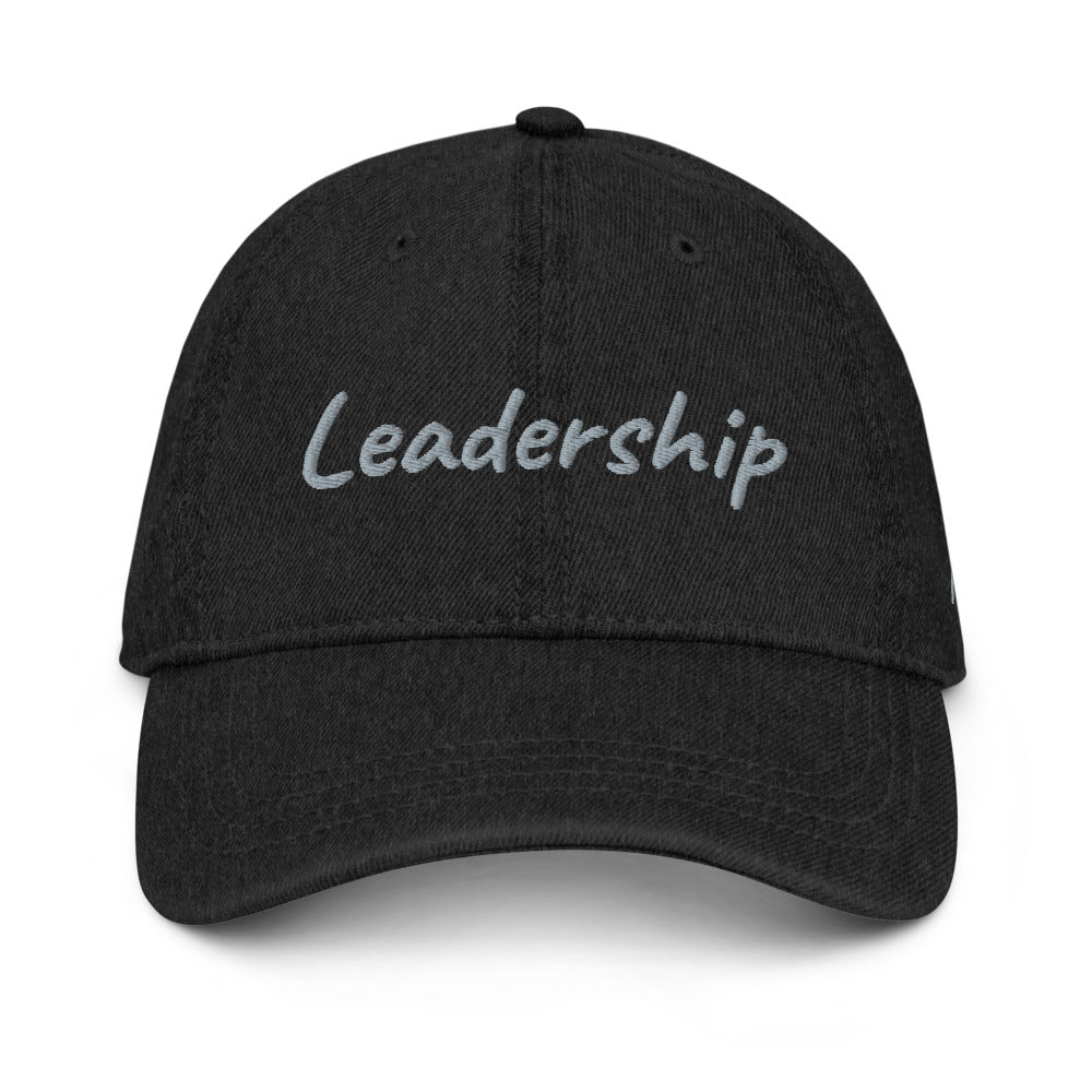 Leadership In Silver Embroidery On Denim Baseball Cap