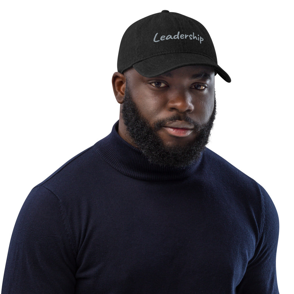 Leadership In Silver Embroidery On Denim Baseball Cap