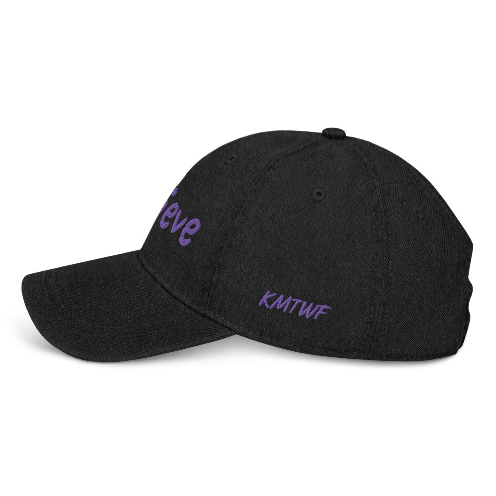Believe In Amethyst Embroidery On Denim Baseball Cap
