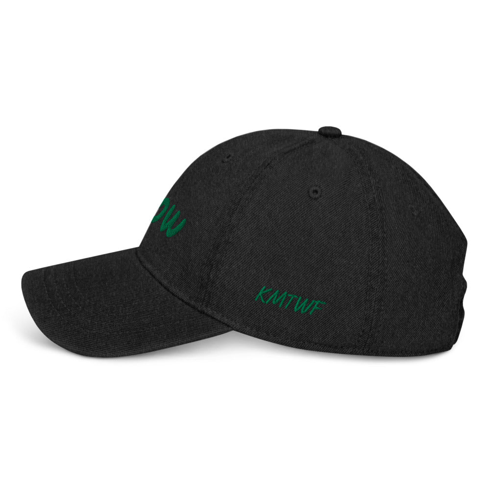 Now In Emerald Embroidery On Denim Baseball Cap