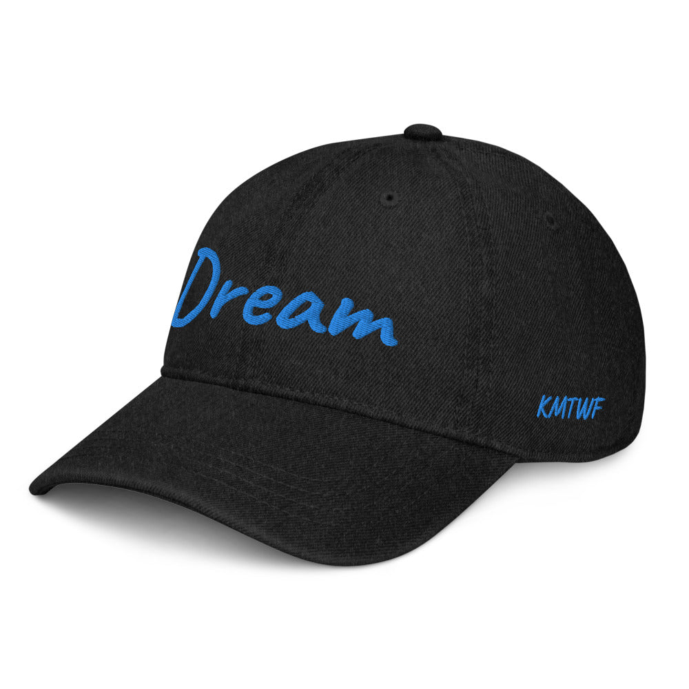 Dream In Sapphire Embroidery On Denim Baseball Cap