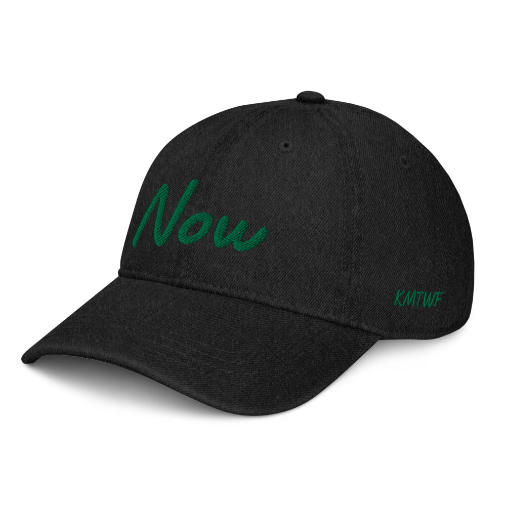 Now In Emerald Embroidery On Denim Baseball Cap
