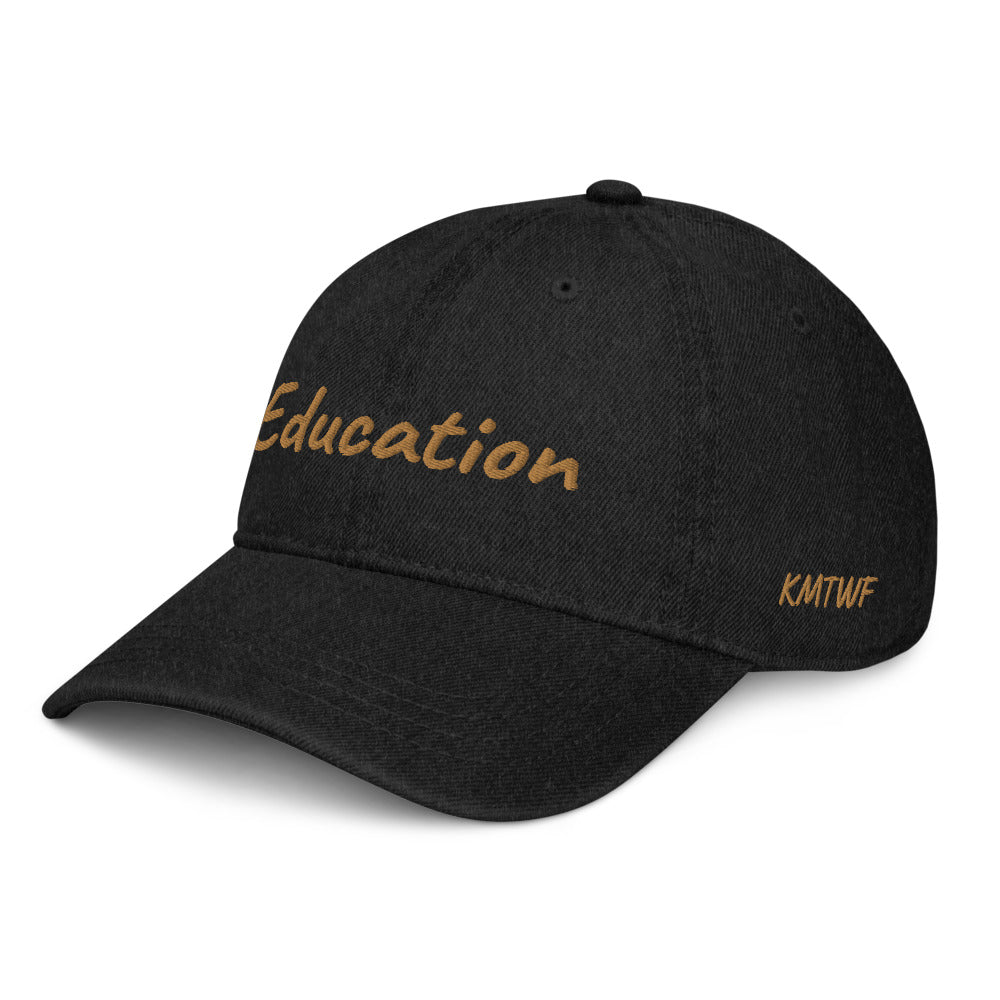 Education In Copper Embroidery On Denim Baseball Cap