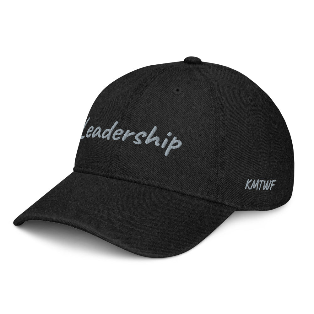 Leadership In Silver Embroidery On Denim Baseball Cap