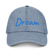 Dream In Sapphire Embroidery On Denim Baseball Cap