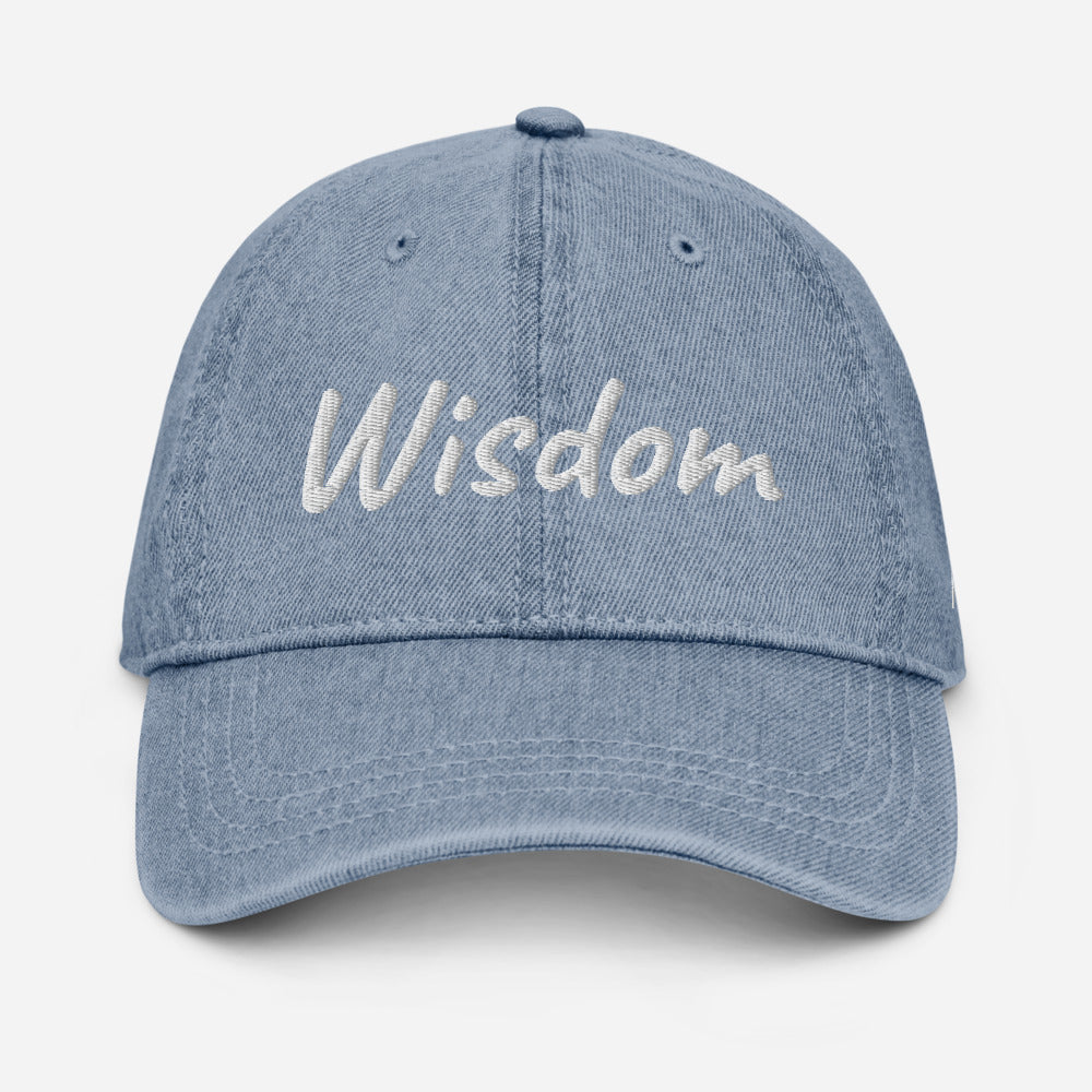 Wisdom In Marble Embroidery On Denim Baseball Cap