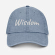 Wisdom In Marble Embroidery On Denim Baseball Cap