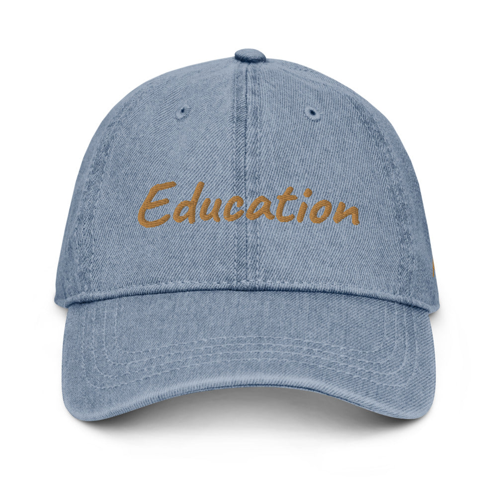 Education In Copper Embroidery On Denim Baseball Cap