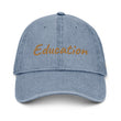 Education In Copper Embroidery On Denim Baseball Cap