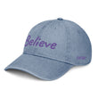 Believe In Amethyst Embroidery On Denim Baseball Cap