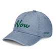 Now In Emerald Embroidery On Denim Baseball Cap
