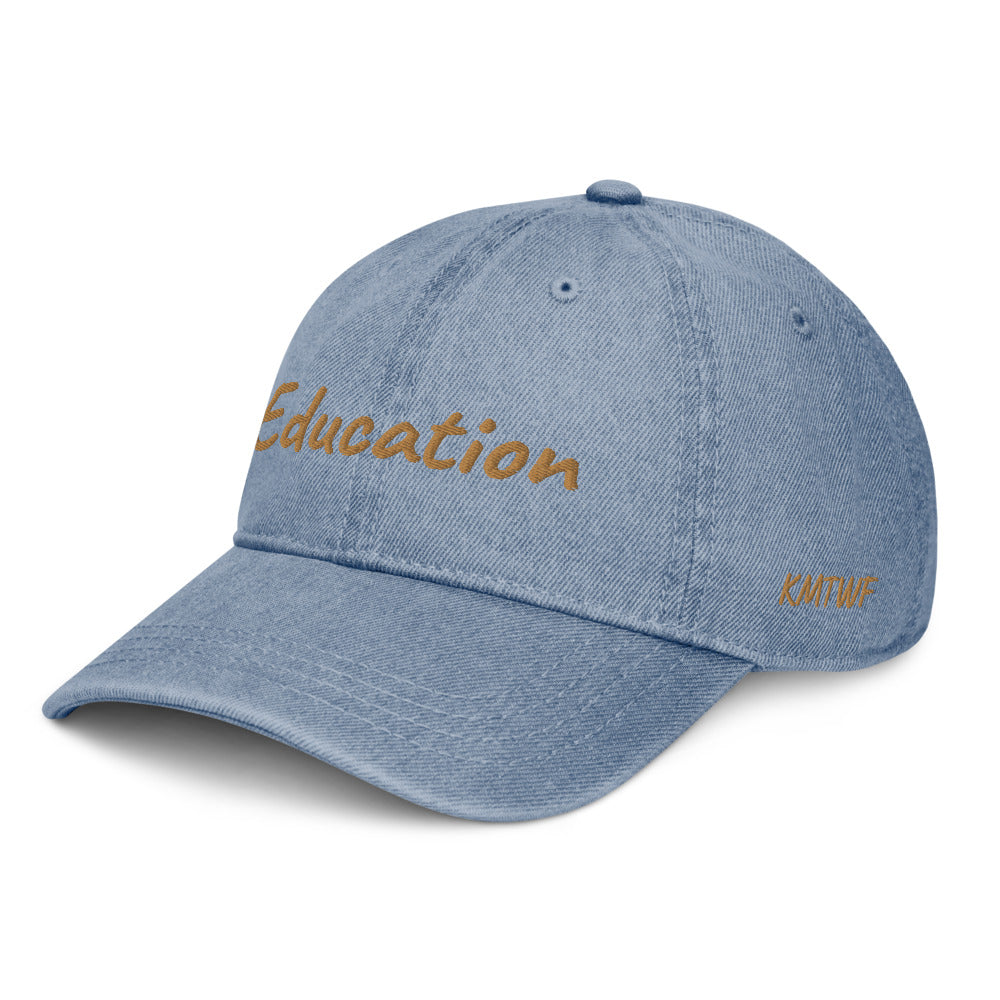 Education In Copper Embroidery On Denim Baseball Cap